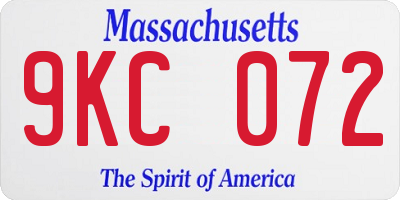MA license plate 9KC072