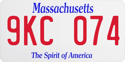MA license plate 9KC074