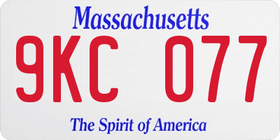 MA license plate 9KC077
