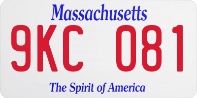 MA license plate 9KC081