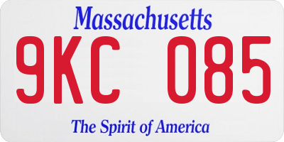 MA license plate 9KC085