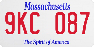 MA license plate 9KC087