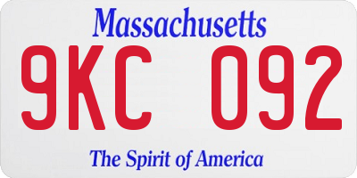 MA license plate 9KC092