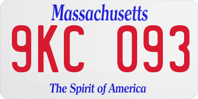 MA license plate 9KC093
