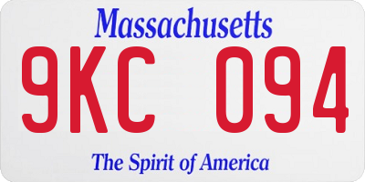MA license plate 9KC094