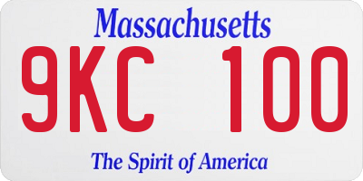 MA license plate 9KC100
