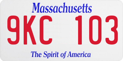 MA license plate 9KC103