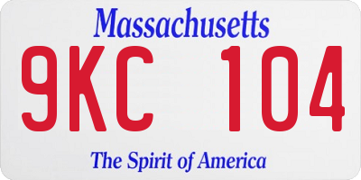MA license plate 9KC104