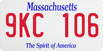 MA license plate 9KC106