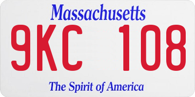 MA license plate 9KC108
