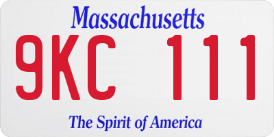 MA license plate 9KC111
