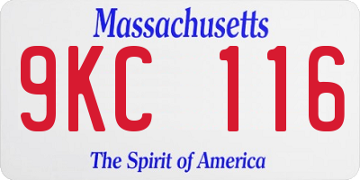MA license plate 9KC116