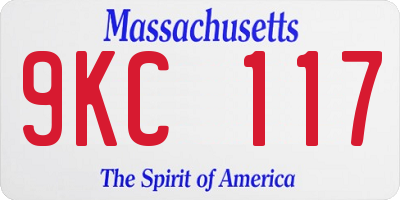 MA license plate 9KC117