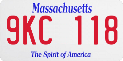 MA license plate 9KC118