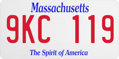 MA license plate 9KC119
