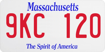 MA license plate 9KC120