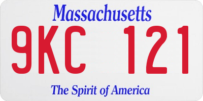 MA license plate 9KC121
