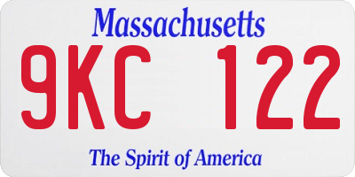 MA license plate 9KC122