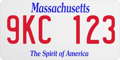 MA license plate 9KC123