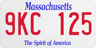 MA license plate 9KC125