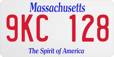 MA license plate 9KC128
