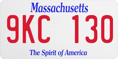 MA license plate 9KC130