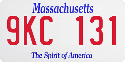 MA license plate 9KC131