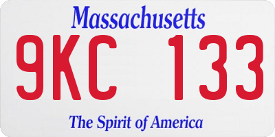 MA license plate 9KC133