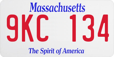 MA license plate 9KC134