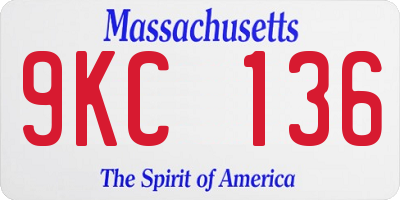 MA license plate 9KC136