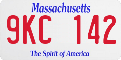 MA license plate 9KC142