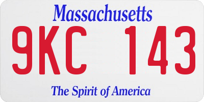 MA license plate 9KC143