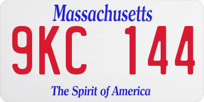 MA license plate 9KC144