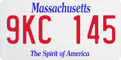 MA license plate 9KC145