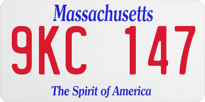 MA license plate 9KC147