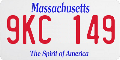 MA license plate 9KC149