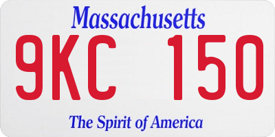 MA license plate 9KC150