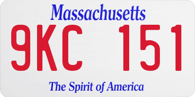 MA license plate 9KC151