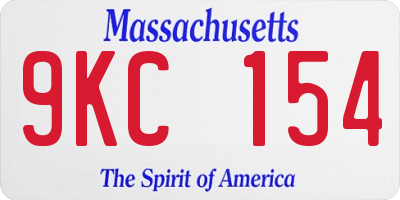 MA license plate 9KC154