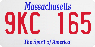 MA license plate 9KC165