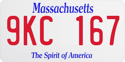 MA license plate 9KC167