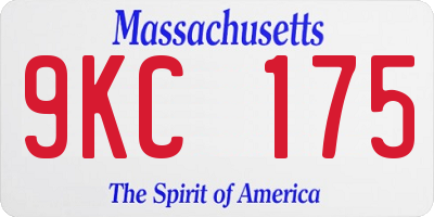 MA license plate 9KC175