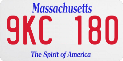 MA license plate 9KC180