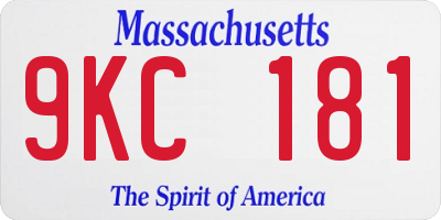 MA license plate 9KC181