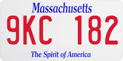 MA license plate 9KC182