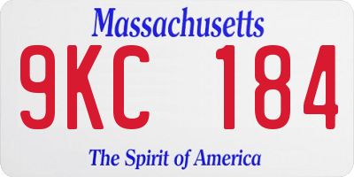 MA license plate 9KC184
