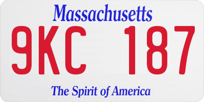 MA license plate 9KC187