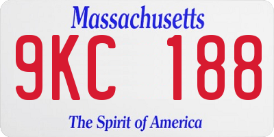 MA license plate 9KC188