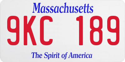MA license plate 9KC189