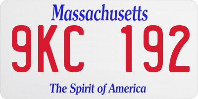 MA license plate 9KC192